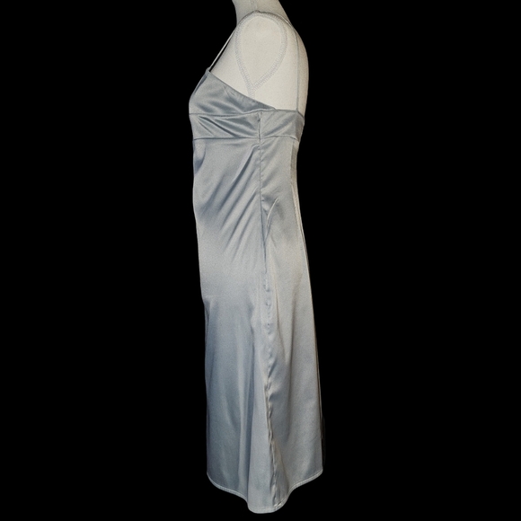 Tommy Hilfiger Y2K Slip Dress Silver Blue Satin Spaghetti Strap Sz S - Picture 4 of 16